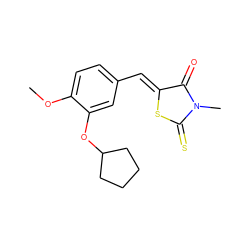 COc1ccc(/C=C2\SC(=S)N(C)C2=O)cc1OC1CCCC1 ZINC000029126184