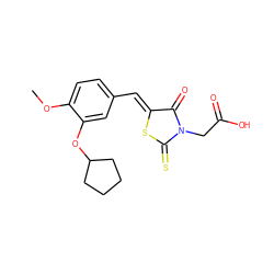 COc1ccc(/C=C2\SC(=S)N(CC(=O)O)C2=O)cc1OC1CCCC1 ZINC000029126183