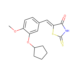 COc1ccc(/C=C2\SC(=S)NC2=O)cc1OC1CCCC1 ZINC000029126312