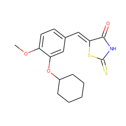 COc1ccc(/C=C2\SC(=S)NC2=O)cc1OC1CCCCC1 ZINC000029126278
