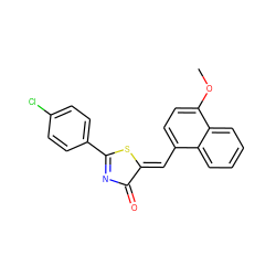 COc1ccc(/C=C2\SC(c3ccc(Cl)cc3)=NC2=O)c2ccccc12 ZINC000084757851