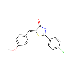 COc1ccc(/C=C2\SC(c3ccc(Cl)cc3)=NC2=O)cc1 ZINC000064859559