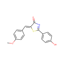 COc1ccc(/C=C2\SC(c3ccc(O)cc3)=NC2=O)cc1 ZINC000071316902