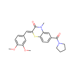 COc1ccc(/C=C2\Sc3ccc(C(=O)N4CCCC4)cc3N(C)C2=O)cc1OC ZINC000015936793