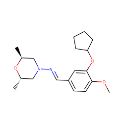 COc1ccc(/C=N/N2C[C@H](C)O[C@@H](C)C2)cc1OC1CCCC1 ZINC000299830989