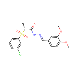 COc1ccc(/C=N/NC(=O)[C@@H](C)S(=O)(=O)c2cccc(Cl)c2)cc1OC ZINC000115595758