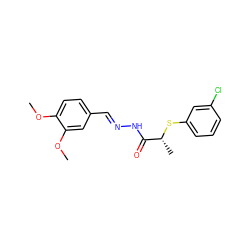 COc1ccc(/C=N/NC(=O)[C@@H](C)Sc2cccc(Cl)c2)cc1OC ZINC000115597845