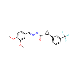 COc1ccc(/C=N/NC(=O)[C@@H]2C[C@H]2c2cccc(C(F)(F)F)c2)cc1OC ZINC000115598841