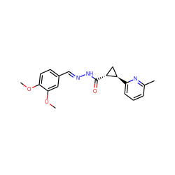 COc1ccc(/C=N/NC(=O)[C@@H]2C[C@H]2c2cccc(C)n2)cc1OC ZINC000115595925