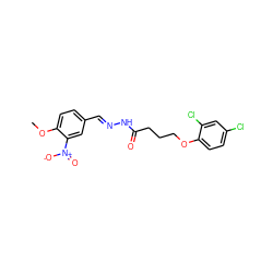 COc1ccc(/C=N/NC(=O)CCCOc2ccc(Cl)cc2Cl)cc1[N+](=O)[O-] ZINC000008452596