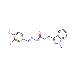 COc1ccc(/C=N/NC(=O)CCc2cn(C)c3ccccc23)cc1OC ZINC000115595482