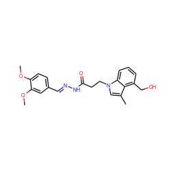 COc1ccc(/C=N/NC(=O)CCn2cc(C)c3c(CO)cccc32)cc1OC ZINC000115598325