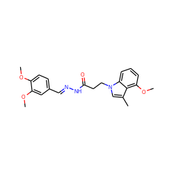 COc1ccc(/C=N/NC(=O)CCn2cc(C)c3c(OC)cccc32)cc1OC ZINC000115598183