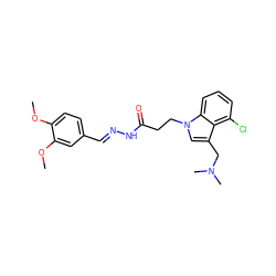 COc1ccc(/C=N/NC(=O)CCn2cc(CN(C)C)c3c(Cl)cccc32)cc1OC ZINC000115597175