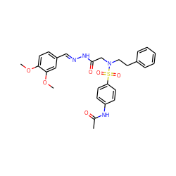 COc1ccc(/C=N/NC(=O)CN(CCc2ccccc2)S(=O)(=O)c2ccc(NC(C)=O)cc2)cc1OC ZINC000006073814