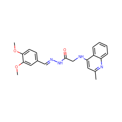COc1ccc(/C=N/NC(=O)CNc2cc(C)nc3ccccc23)cc1OC ZINC000072141178