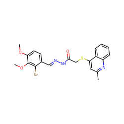 COc1ccc(/C=N/NC(=O)CSc2cc(C)nc3ccccc23)c(Br)c1OC ZINC000072139956