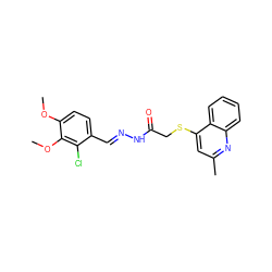 COc1ccc(/C=N/NC(=O)CSc2cc(C)nc3ccccc23)c(Cl)c1OC ZINC000072109027