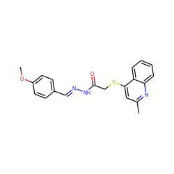 COc1ccc(/C=N/NC(=O)CSc2cc(C)nc3ccccc23)cc1 ZINC000072110038