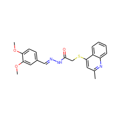 COc1ccc(/C=N/NC(=O)CSc2cc(C)nc3ccccc23)cc1OC ZINC000000871068