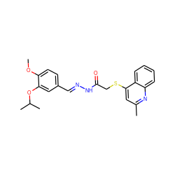 COc1ccc(/C=N/NC(=O)CSc2cc(C)nc3ccccc23)cc1OC(C)C ZINC000072109048