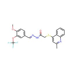 COc1ccc(/C=N/NC(=O)CSc2cc(C)nc3ccccc23)cc1OC(F)(F)F ZINC000072109047