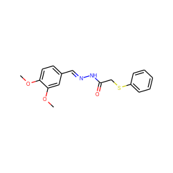 COc1ccc(/C=N/NC(=O)CSc2ccccc2)cc1OC ZINC000001021032