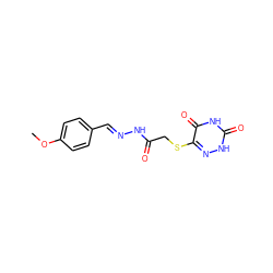 COc1ccc(/C=N/NC(=O)CSc2n[nH]c(=O)[nH]c2=O)cc1 ZINC000008829707