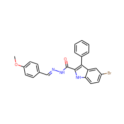 COc1ccc(/C=N/NC(=O)c2[nH]c3ccc(Br)cc3c2-c2ccccc2)cc1 ZINC000001810129