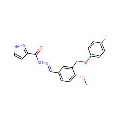 COc1ccc(/C=N/NC(=O)c2cc[nH]n2)cc1COc1ccc(F)cc1 ZINC000013108473