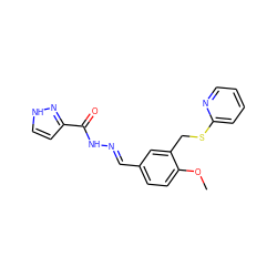 COc1ccc(/C=N/NC(=O)c2cc[nH]n2)cc1CSc1ccccn1 ZINC000015895105