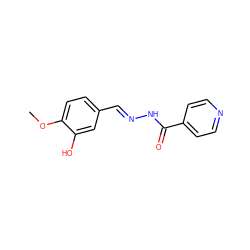 COc1ccc(/C=N/NC(=O)c2ccncc2)cc1O ZINC000000249778