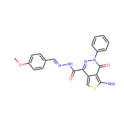 COc1ccc(/C=N/NC(=O)c2nn(-c3ccccc3)c(=O)c3c(N)scc23)cc1 ZINC000000988369