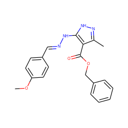 COc1ccc(/C=N/Nc2[nH]nc(C)c2C(=O)OCc2ccccc2)cc1 ZINC000040861545