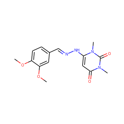 COc1ccc(/C=N/Nc2cc(=O)n(C)c(=O)n2C)cc1OC ZINC000005025165