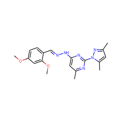 COc1ccc(/C=N/Nc2cc(C)nc(-n3nc(C)cc3C)n2)c(OC)c1 ZINC000004576005