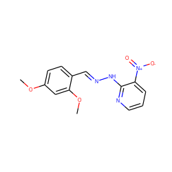 COc1ccc(/C=N/Nc2ncccc2[N+](=O)[O-])c(OC)c1 ZINC000013303993