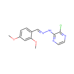 COc1ccc(/C=N/Nc2nccnc2Cl)c(OC)c1 ZINC000004595748