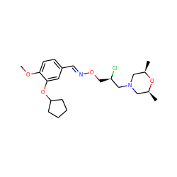 COc1ccc(/C=N/OC[C@@H](Cl)CN2C[C@H](C)O[C@H](C)C2)cc1OC1CCCC1 ZINC000045256252