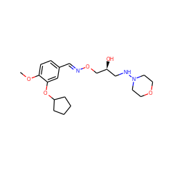COc1ccc(/C=N/OC[C@@H](O)CNN2CCOCC2)cc1OC1CCCC1 ZINC000299836008
