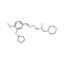 COc1ccc(/C=N/OC[C@H](Cl)CN2CCOCC2)cc1OC1CCCC1 ZINC000045284297