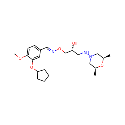 COc1ccc(/C=N/OC[C@H](O)CNN2C[C@H](C)O[C@H](C)C2)cc1OC1CCCC1 ZINC000299833994