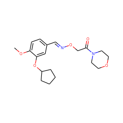 COc1ccc(/C=N/OCC(=O)N2CCOCC2)cc1OC1CCCC1 ZINC000045288147