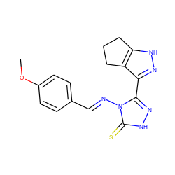 COc1ccc(/C=N/n2c(-c3n[nH]c4c3CCC4)n[nH]c2=S)cc1 ZINC000005625611