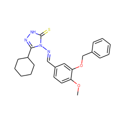 COc1ccc(/C=N/n2c(C3CCCCC3)n[nH]c2=S)cc1OCc1ccccc1 ZINC000002320883