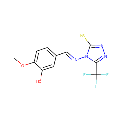 COc1ccc(/C=N/n2c(S)nnc2C(F)(F)F)cc1O ZINC000005661790