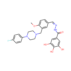 COc1ccc(/C=N\NC(=O)c2cc(O)c(O)c(O)c2)cc1CN1CCN(c2ccc(F)cc2)CC1 ZINC000061860808