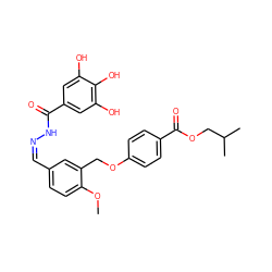 COc1ccc(/C=N\NC(=O)c2cc(O)c(O)c(O)c2)cc1COc1ccc(C(=O)OCC(C)C)cc1 ZINC000033090804