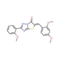 COc1ccc(/C=c2\sc3nc(-c4ccccc4OC)nn3c2=O)c(OC)c1 ZINC000013143153