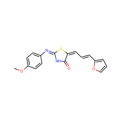 COc1ccc(/N=C2\NC(=O)/C(=C\C=C\c3ccco3)S2)cc1 ZINC000013120447